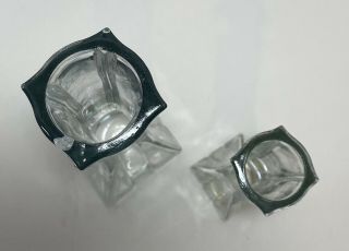 Vintage Indiana Glass Clear Chrystal Glass Bud Vases Square Base Pair 3