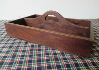 Antique Knife Tray,  Wood Cutlery Box,  Vtg Primitive Center Handle,  Carrier Tote