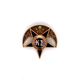Vtg Estate Large Kappa Sigma Fraternity Gold Fill & Enamel Pin Badge 113