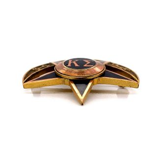 VTG Estate Large Kappa Sigma Fraternity Gold Fill & Enamel Pin Badge 113 3