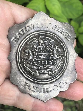 Obsolete Old Fg Clover Prr Pennsylvania Railroad Railway Silver Police Badge