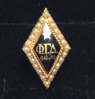 ΦΓΔ Phi Gamma Delta Fiji Fraternity 14k Solid Gold W/ Seed Pearls Xl Member Pin
