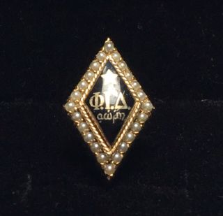 ΦΓΔ Phi Gamma Delta FIJI Fraternity 14K Solid Gold W/ Seed Pearls XL Member Pin 2