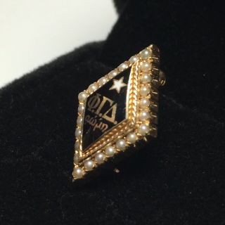 ΦΓΔ Phi Gamma Delta FIJI Fraternity 14K Solid Gold W/ Seed Pearls XL Member Pin 3