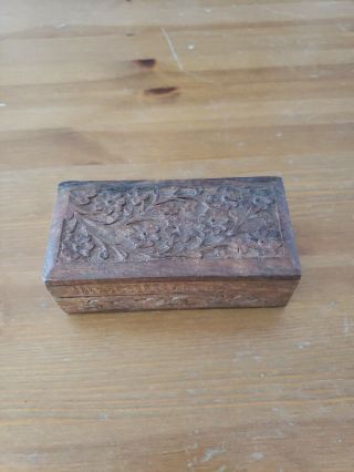 Vintage Boho Hand Carved Wood/wooden Jewelry Storage? Trinket Box
