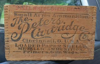 Old Peters Cartridge Co Ammunition Wood Box Cincinnati Ohio
