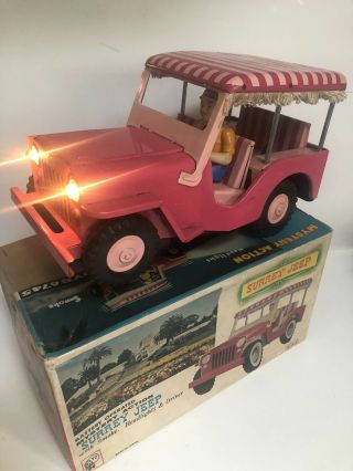 Vintage Japan Tin Battery Operated Atc Toys Surrey Jeep