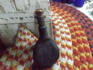 Primitive Antique Leather Gun Powder Flask Buckshot Holder Bag Horn It 