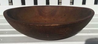 Huge 17 3/8 " Antique Deep Wood Dough Bread Bowl Curled Rim Great Patina Country