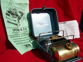 Vtg Optimus 8r Backpack Camp Stove Made In Sweden Lightweight A,  Papers