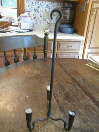 Antique Primitive Wrought Iron Hanging Candle Holder Chandelier