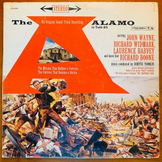 Vintage Vinyl 33rpm Lp Record Album: " The Alamo ",  Movie Soundtrack