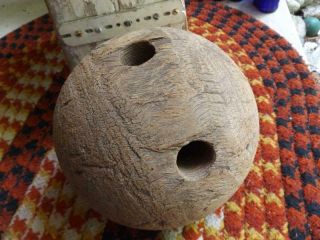 Rare Primitive Antique 1800s Two Hole Wood Bowling Ball Wow