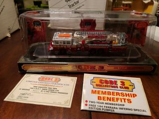 Code 3 Collectibles Fdny Tower Ladder 79 Firetruck With Certificate