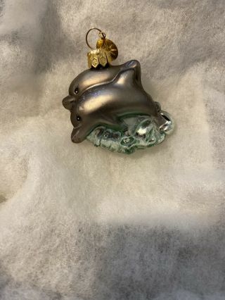 Vintage Christopher Radko Dolphin Duo Gem Little Gems Christmas Ornament