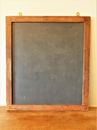 Antique 19th C 2 Sided Primitive School Slate Chalkboard Hanging Framed 18x16 2