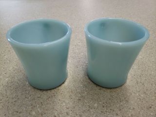 Vintage Azurite Blue Fire King Glass Coffee Mug Cup D Handle set of 4 3