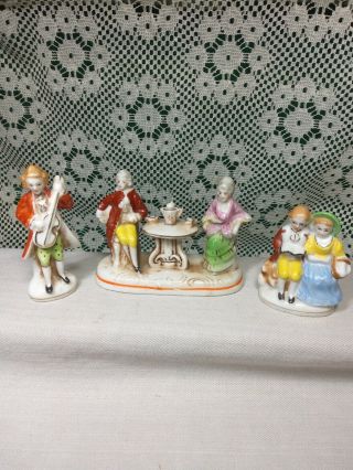 3 Vintage Porcelain Colonial Men & Women Figurines Made In Japan