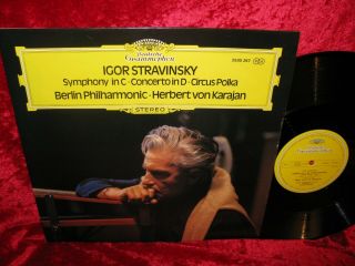 1972 Uk Nm Dg 2530 267 Stereo Stravinsky Symphony In C Bpo Karajan Cover Exc,