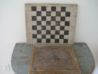 19th Century Cream Grey White Black Paint Wood Game Board Checker Board