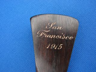 1915 PANAMA Pacific Int ' l Expo CA WORLDS Fair WIND UP CLOCK WOOD Railroad GOLD 2