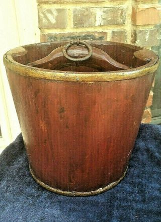 Antique Wooden Stave Well Water Bucket