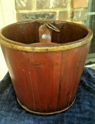 Antique Wooden Stave Well Water Bucket 2
