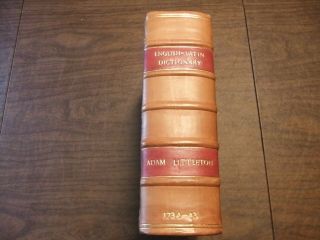 Vintage 1734 - 1743 English Latin Dictionary Adam Littleton Leather