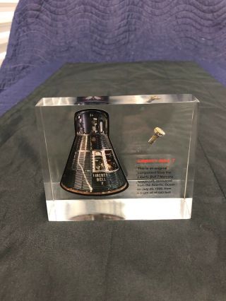 Liberty Bell 7 Space Flown Bolt Acrylic Lucite.  Own A Great Piece Of History