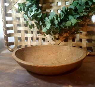Great Early Antique Wooden Dough Bowl