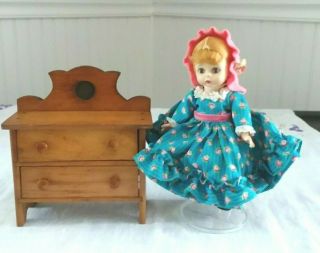 Antique Handmade Doll / Salesman - 2 Drawer Wood Dresser W/ Tin Mirror (only)