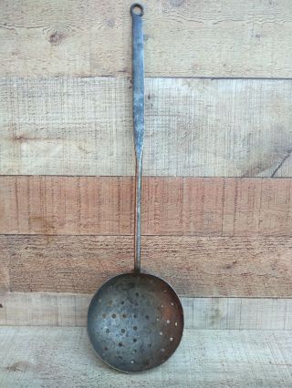 Early Antique Ladle Skimmer Blacksmith Hand Forged Hearth Oven 1800 