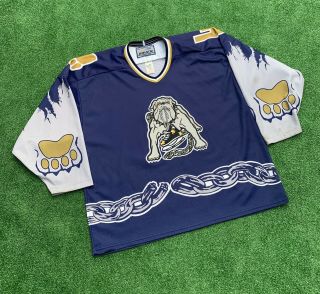 Vintage 90’s Long Beach Ice Dogs Minor League Echl Bauer Hockey Jersey Size Xl