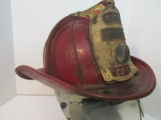 Vintage Cairns & Brothers Red Leather Fire Helmet Fd Dept.  Size 7 1/8