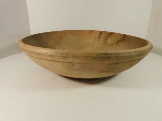 Primitive Vintage Wooden Dough Bowl,  14 1/2 By 13 1/2 Inches,  3 3/4 Inches Tall