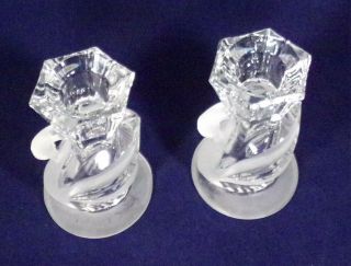 Vintage Pair Swan Shaped Crystal Candle Holders 4 