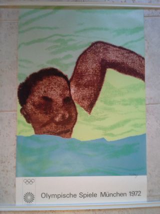 Vintage Munich 1972 Olympic Games Poster Ronald Kitaj