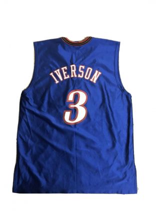 Allen Iverson 76ers Vintage Authentic Champion Jersey Blue Satin Size 52 Mens