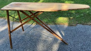 Vintage Antique Wooden Ironing Board Folding Table Primitive Farmhouse