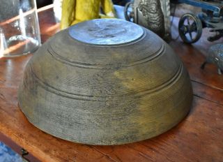 Large Antique Thick - Walled Wooden Bowl