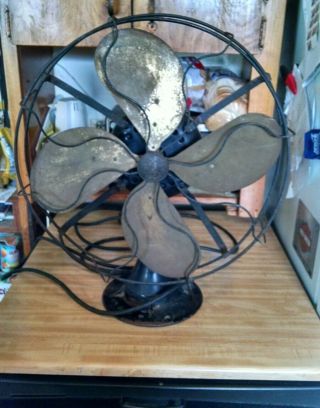 Vintage1919 To1922 Emerson 16 Inch Brass Blade 3 Speed Electric Fan 27648