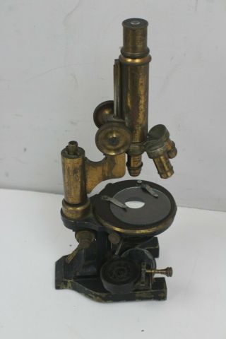 E Leitz Wetzlar Vintage Brass Microscope Pre - Owned
