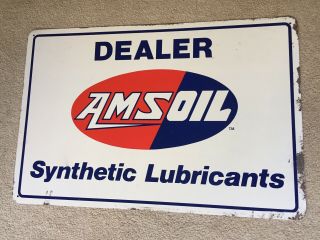 Vintage Amsoil Dealer Synthetic Lubricants Advertisement Oil Metal Sign