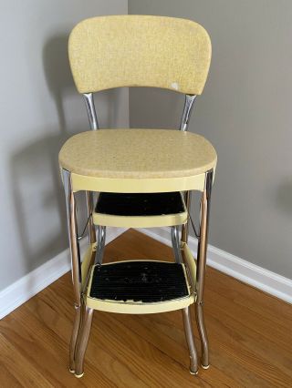 Vintage Mid Century Modern Cosco Kitchen Chair Seat Metal Step Stool -