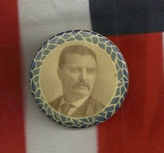 Teddy Roosevelt Political Campaign Pinback Button Republican Gop President 1904