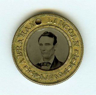 1860 Abraham Lincoln / Hannibal Hamlin " Campaign Medal - Ferrotype - Rare