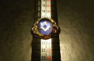 10k Gold Masonic Ring Blue Stone Size 8.  75