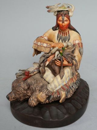 Vintage Cybis Porcelain Figurine Blackfeet Indian Medicine Man Beaverhead Ltd Ed
