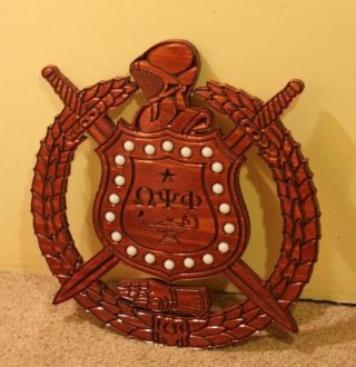 Omega Psi Phi Fraternity - Lighted 24 " (inch) Carved Shield (stained)