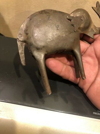 Antique pressed steel folk art elephant toy hand made 3